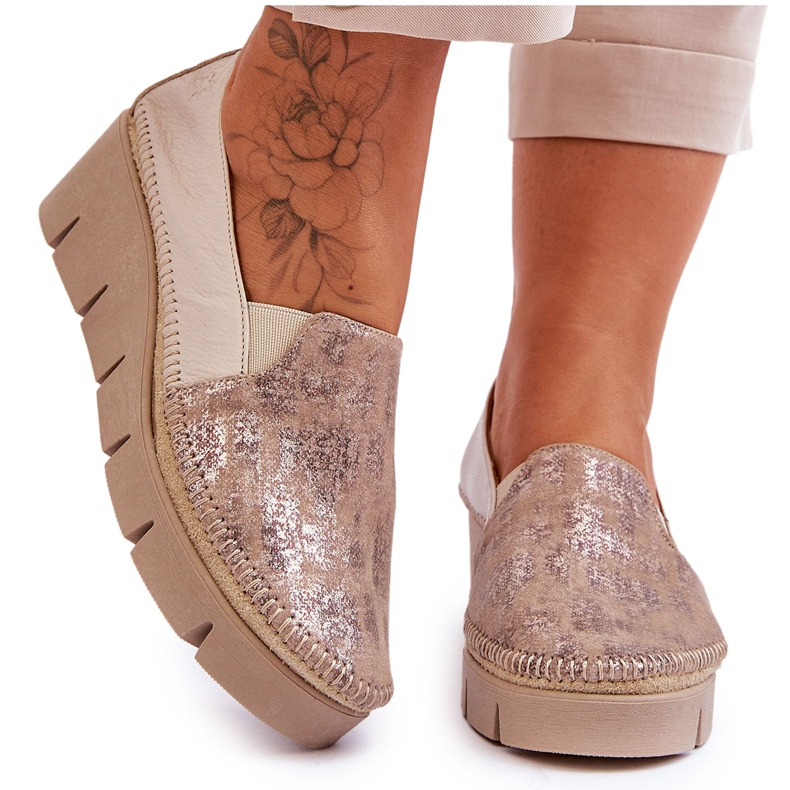 Zapatillas Cuña Piel Maciejka 5814A-10 Beige