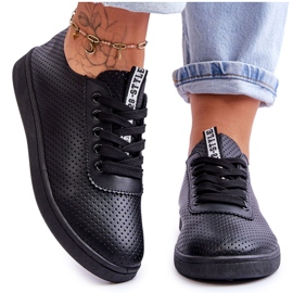 Sneakers Mujer Cordones Calados Negro Carinel blanco