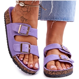 FB2 Sandalias De Mujer En Plataforma De Corcho Con Rayas Morado Doretta violeta