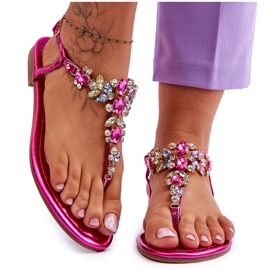 Chanclas De Mujer Con Piedras Fucsia Lenisa rosa