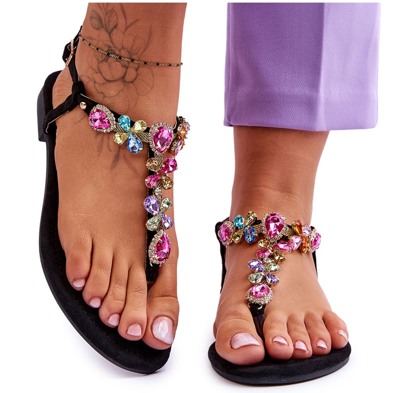 Chanclas De Ante Con Piedras Frency Negro