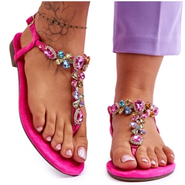 FB2 Chanclas De Ante Rosa Con Piedras Frency rosado