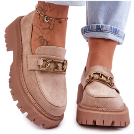 Mocasines Mujer Ante Plataforma Beige Larey
