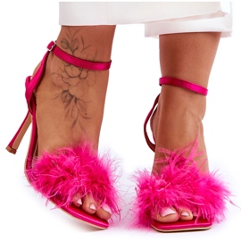 FB2 Sandalias de plumas Tiffany fucsia para mujer rosado