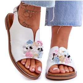 Vinceza Sandalias Mujer Piel Con Piedras Blanco Mersea negro