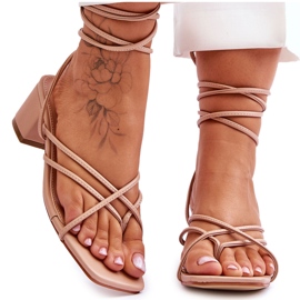 Sandalias Atadas Tacones Altos Beige Secret Love