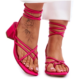 Sandalias Atadas Tacones Rosa Amor Secreto rosado