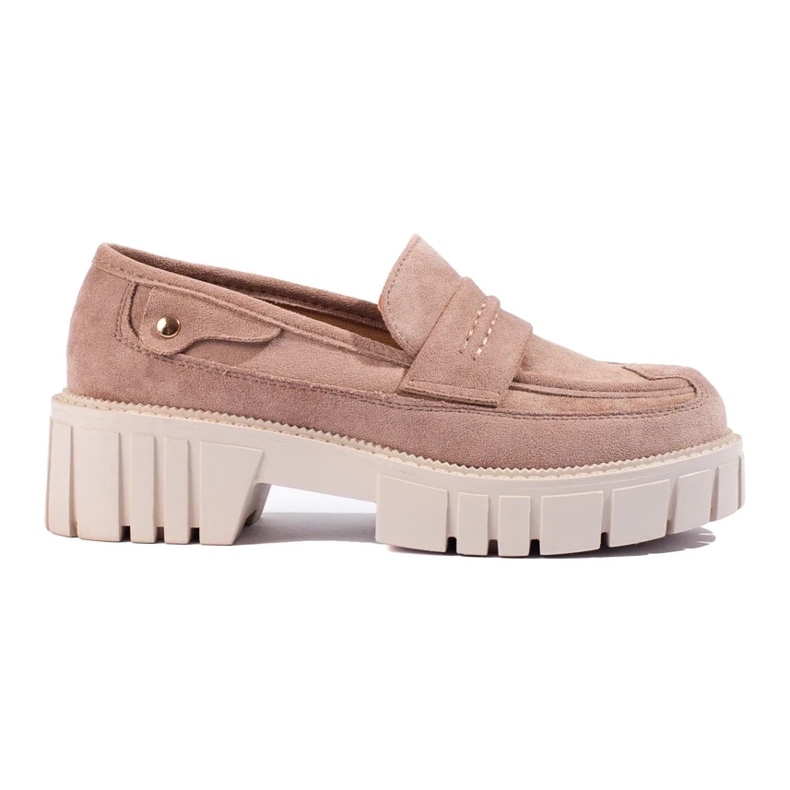 Mocasines mujer ante plataforma Shelovet rosa empolvado beige
