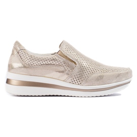Zapatillas Shelovet de piel dorada con plataforma dorado
