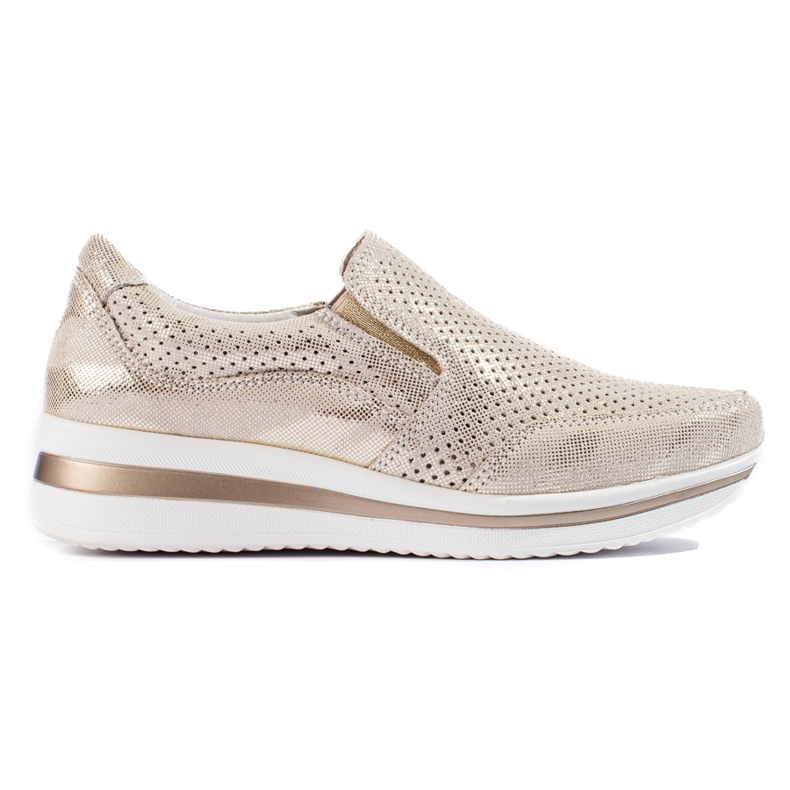 Zapatillas Shelovet de piel dorada con plataforma dorado