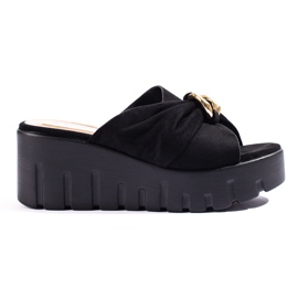 Sandalias de cuña alta negras de Shelovet negro