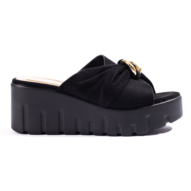 Sandalias de cuña alta negras de Shelovet negro Sandalias de cuña alta negras de Shelovet negro