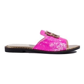 Chanclas de mujer rosas con decoración dorada de Shelovet