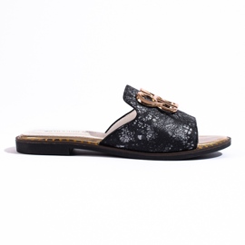 Chanclas de mujer rosas con decoración dorada de Shelovet negro