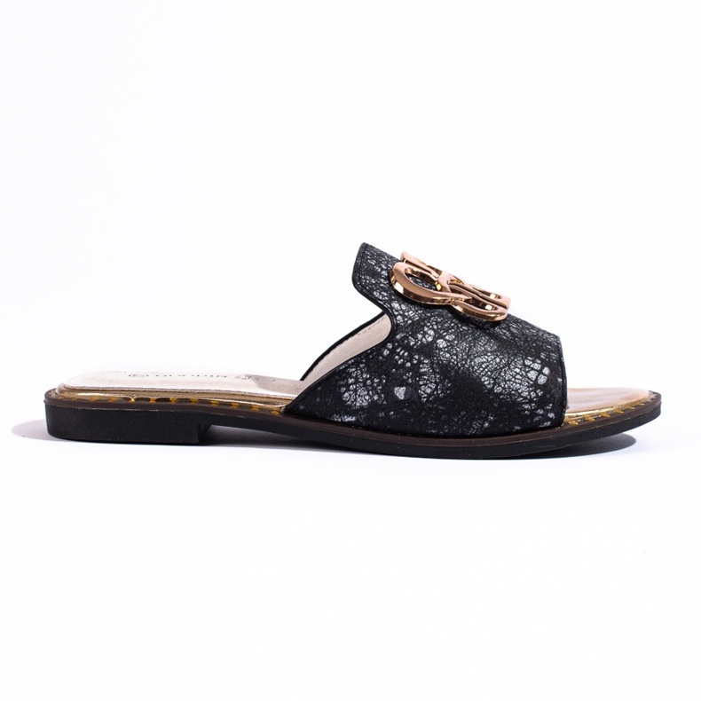 Chanclas de mujer rosas con decoración dorada de Shelovet negro