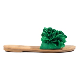 Babucha mujer verde con flores Shelovet