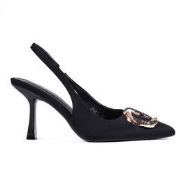 Zapatos de salón con tacón abierto en ante negros de Shelovet