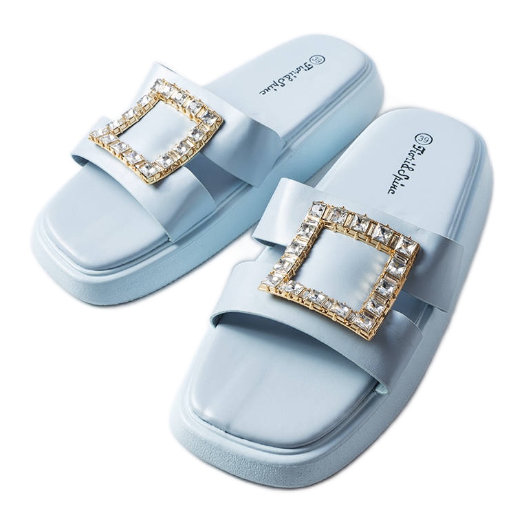 Chanclas Fusbert con strass azul
