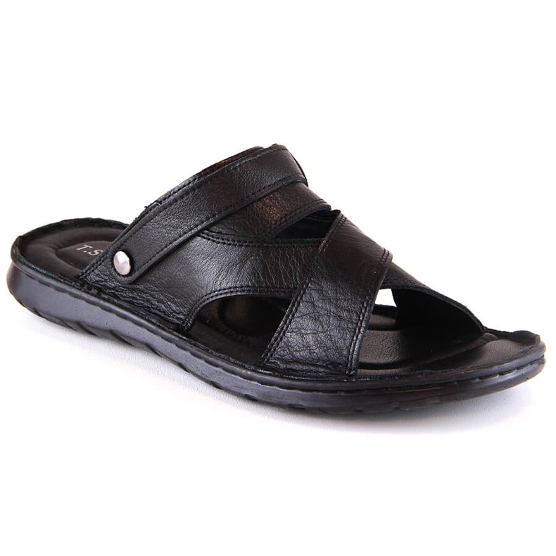 Chanclas de hombre en piel negra T.Sokolski LM20-02 negro