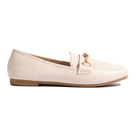 Mocasines de mujer en beige con elemento decorativo Shelovet