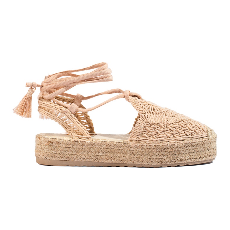 Alpargatas con plataforma beige oscuro de Shelovet boho