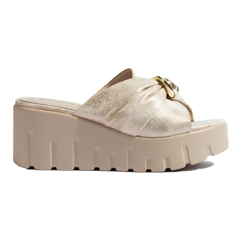 Zapatillas cuña mujer Shelovet doradas dorado