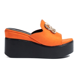 Zapatillas cuña Shelovet ante naranja