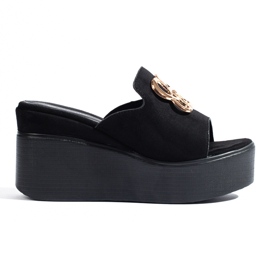 Zapatillas cuña Shelovet ante negro