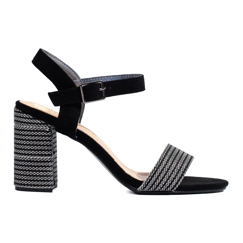 Sandalias negras de mujer con tacón decorativo de Shelovet negro