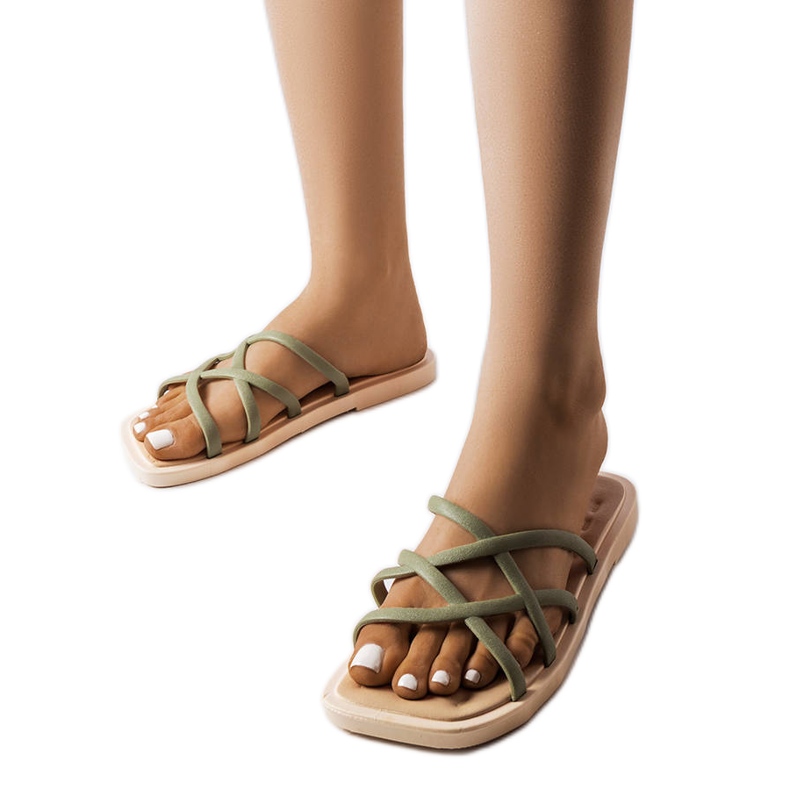 Chanclas de goma verde perla