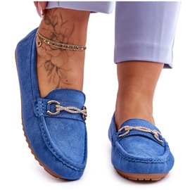 Mocasines Clásicos De Ante Con Adorno Azul Amera
