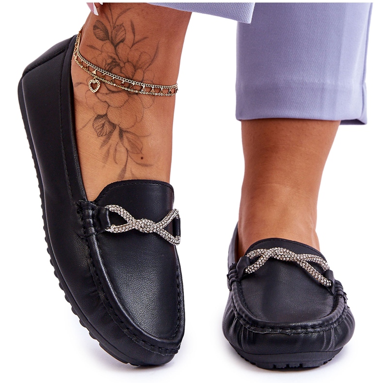 FC3 Mocasines sin cordones de mujer con adorno de purpurina Negro This Moment