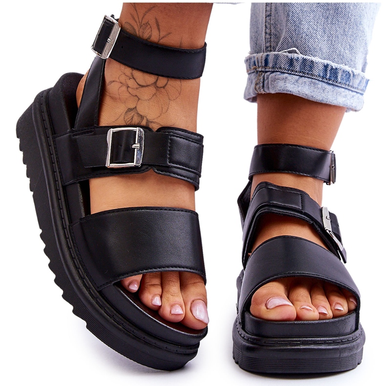 FM1 Sandalias De Mujer Con Tira Hever Negra negro