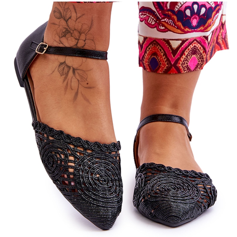 FM1 Sandalias Mujer Elegantes Planas Negras Sheia negro