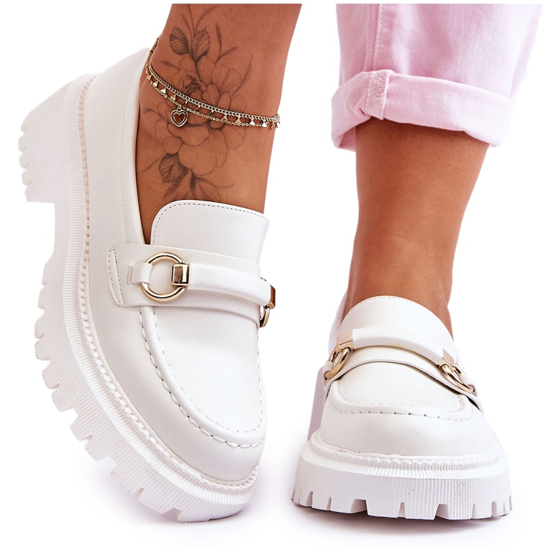 FG1 Mocasines De Mujer En Una Plataforma Masiva Calypso Blanco FG1 Mocasines De Mujer En Una Plataforma Masiva Calypso Blanco