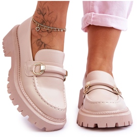 FG1 Mocasines De Mujer En Una Plataforma Masiva Calypso Beige FG1 Mocasines De Mujer En Una Plataforma Masiva Calypso Beige