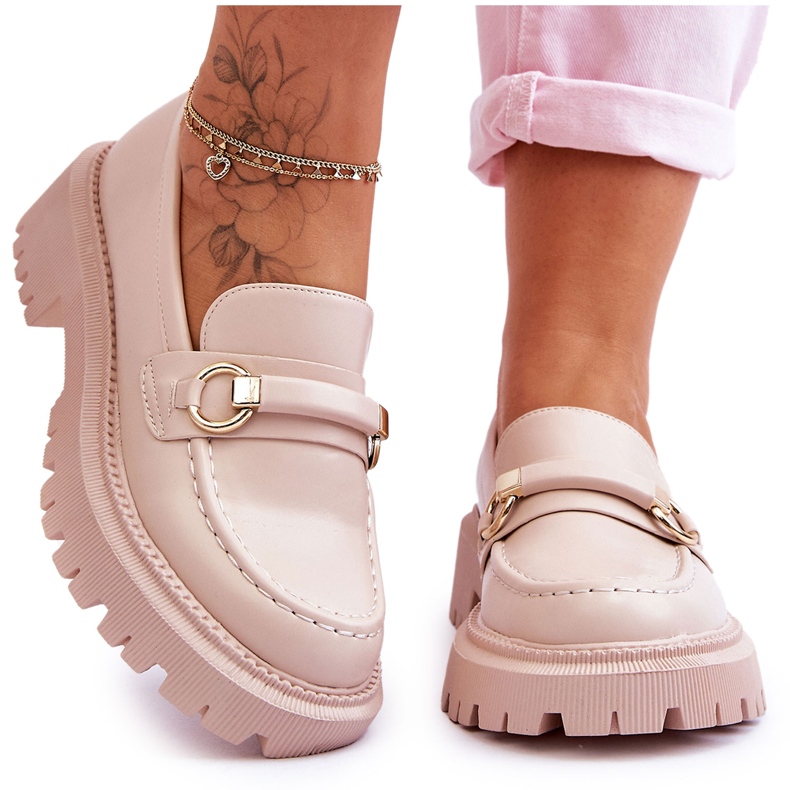 FG1 Mocasines De Mujer En Una Plataforma Masiva Calypso Beige