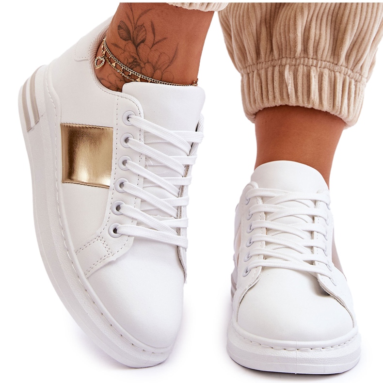 Zapatillas deportivas clásicas blancas y doradas Follow Me blanco Zapatillas deportivas clásicas blancas y doradas Follow Me blanco