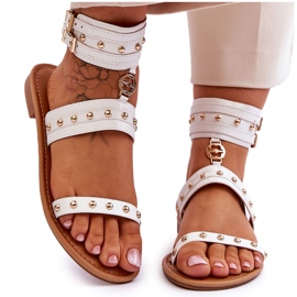FI1 Sandalias De Mujer Con Tachuelas Selina Blancas Unique blanco