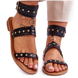 Sandalias De Mujer Con Tachuelas Unique Negro Selina