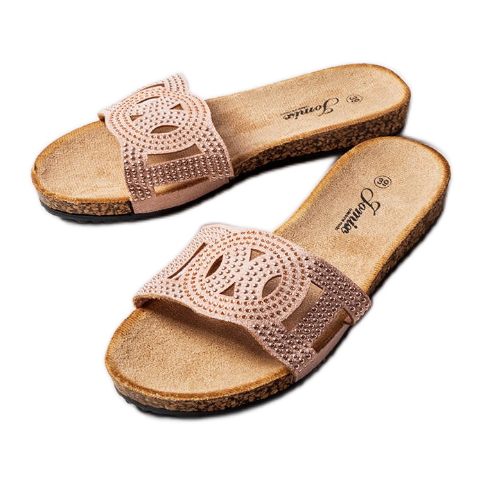 Chanclas rosas decoradas con chorros Lagacé rosado