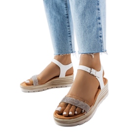 Sandalias cuña Bussière blancas blanco