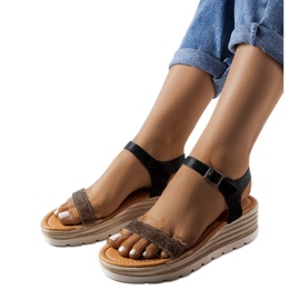 Sandalias cuña Bussière negras negro Sandalias cuña Bussière negras negro