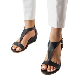 Sandalias de cuña negras de Durepos. negro