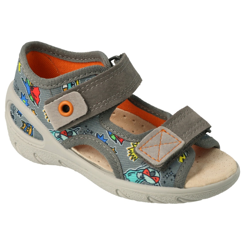Sandalias infantiles de Befado Inserto de cuero 065p167 Gray gris