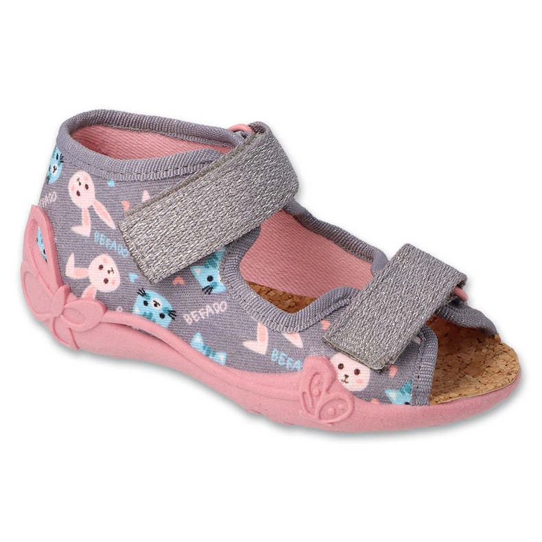 Zapatillas para niños de Befado inserto de corcho 343p001 gris con conejitos