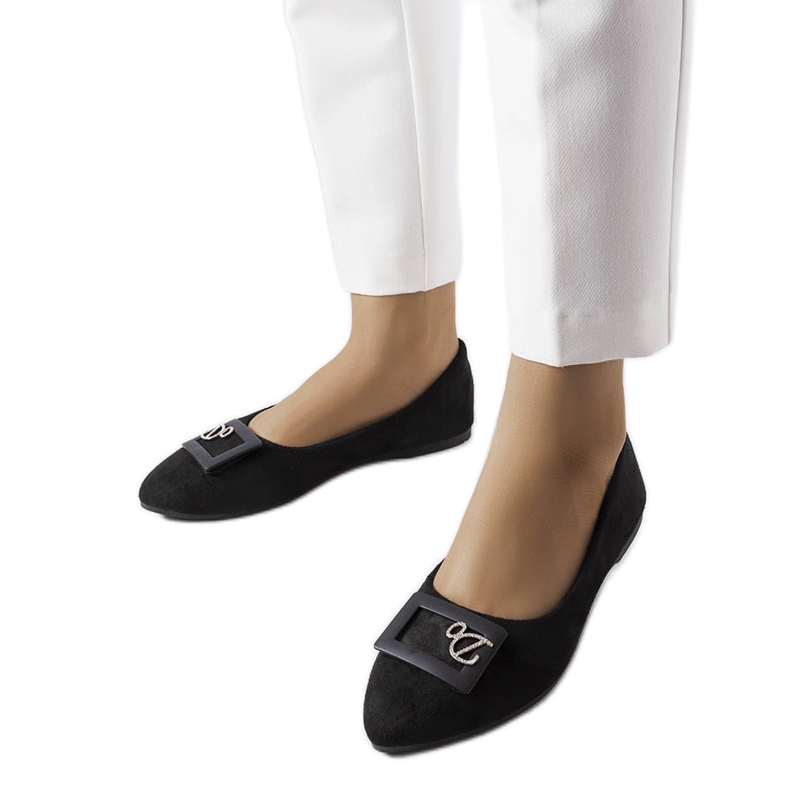 BM Bailarinas negras decoradas con pedrería de Fleming negro