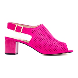 Sandalias mujer tacón calado ante fucsia Shelovet rosa