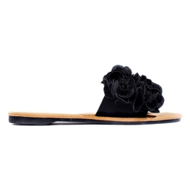 Babucha mujer negra con flores Shelovet negro