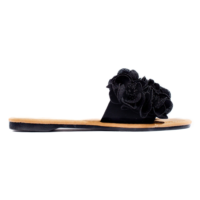 Babucha mujer negra con flores Shelovet negro